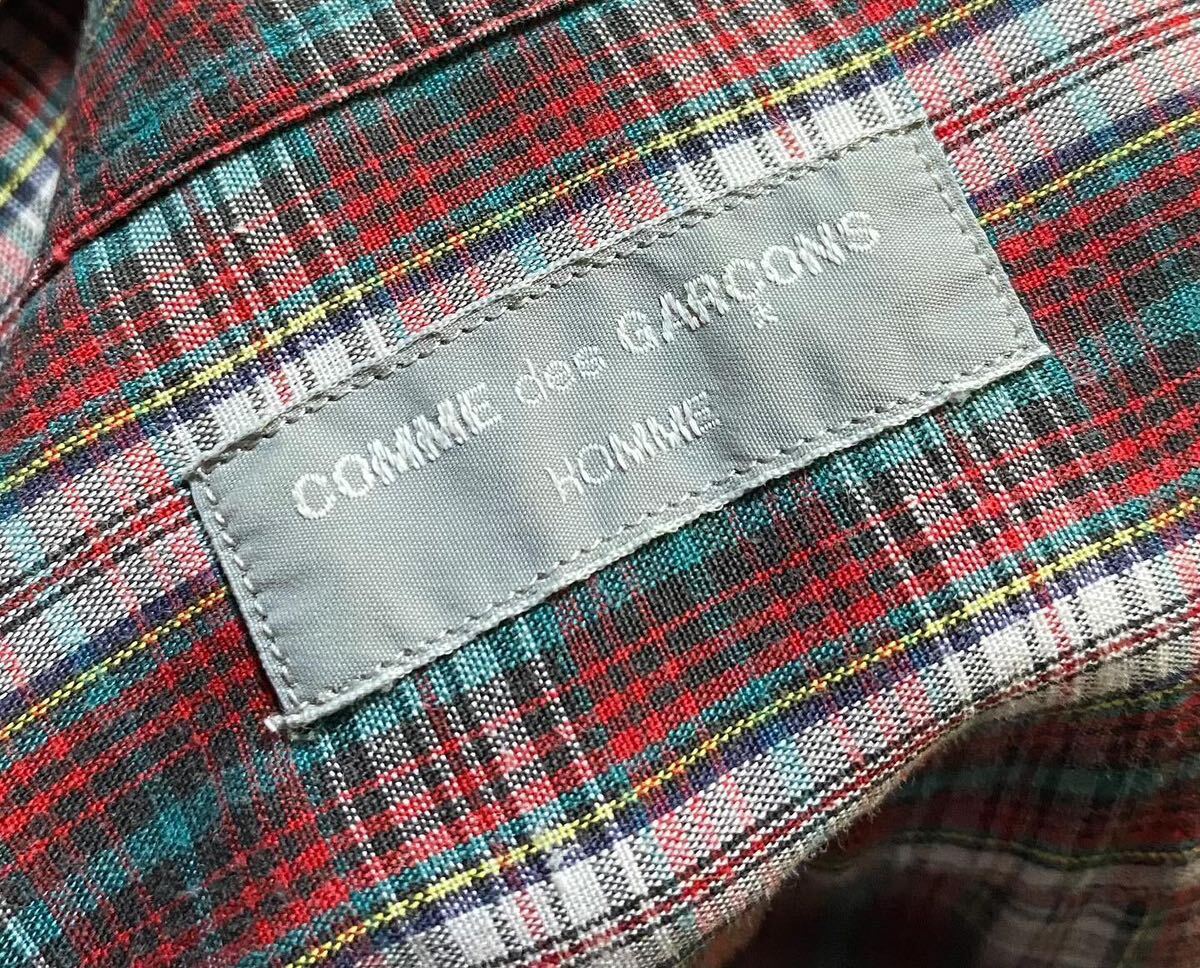 90s COMME des GARCONS HOMME PLUS ギャルソン オム ワイドシルエット オープンカラー 半袖 チェックシャツ_画像3