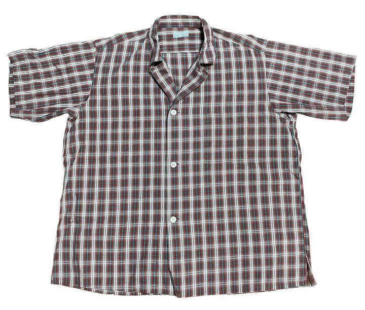 90s COMME des GARCONS HOMME PLUS ギャルソン オム ワイドシルエット オープンカラー 半袖 チェックシャツ_画像1