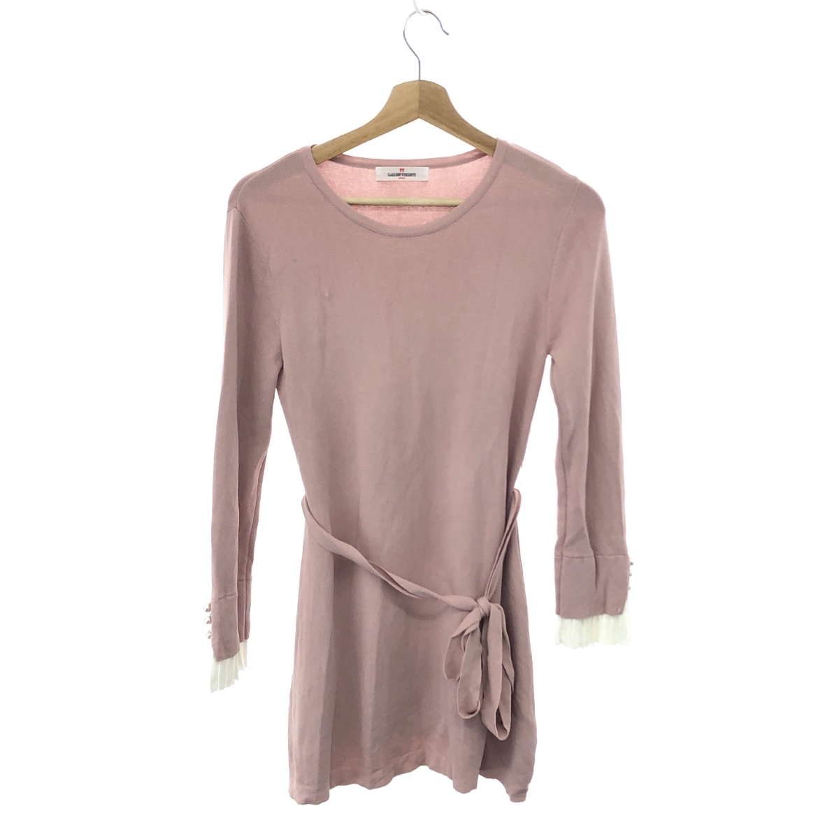  excellent *GALLERY VISCONTI guarantee Lee Visconti tunic knitted size :2* Pink Lady -s sleeve pearl tops 