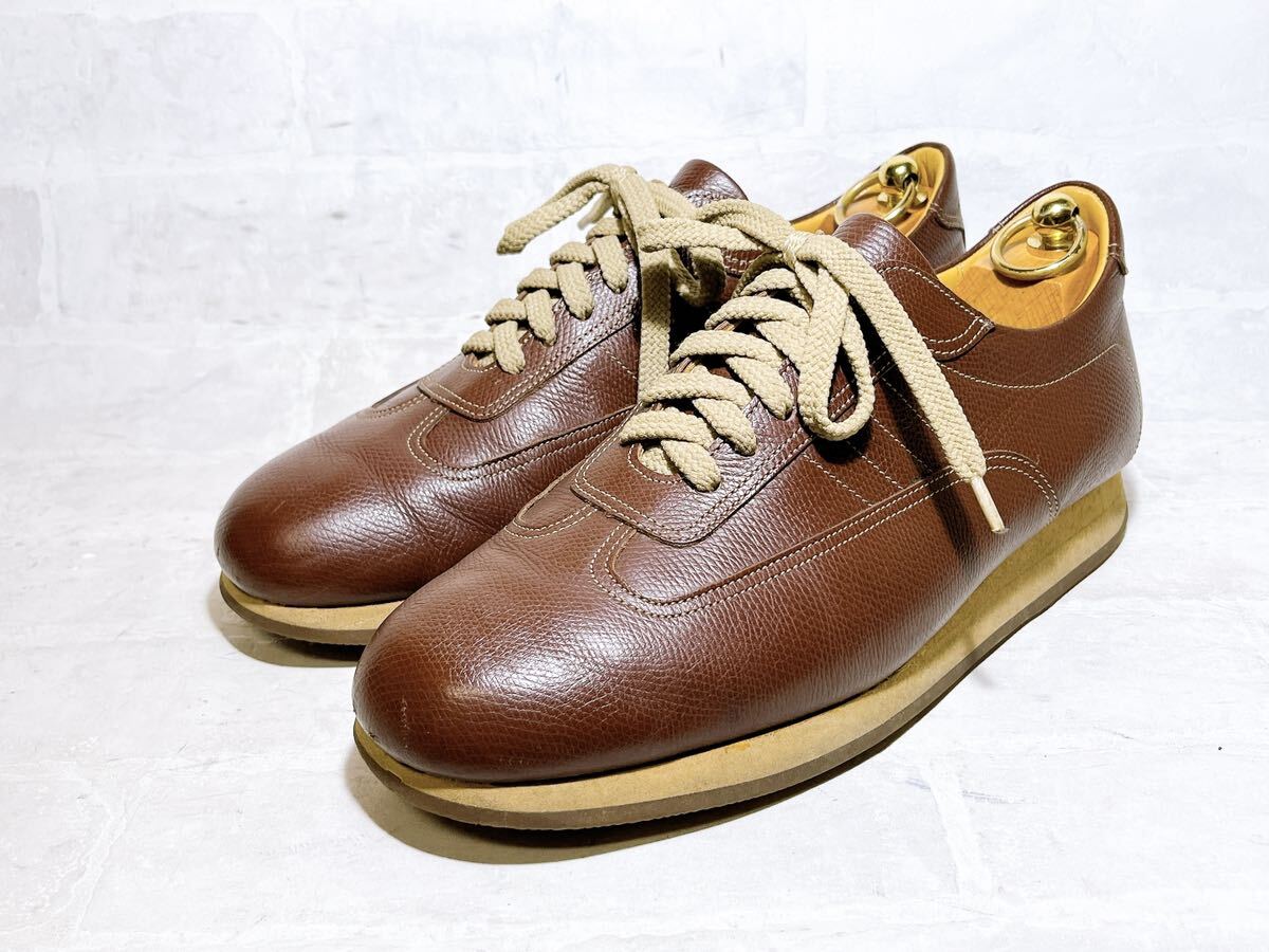 極美品】BURBERRY バーバリー 高級 レザースニーカー 本革 茶 25 極美品】BURBERRY バーバリー 高級 レザースニーカー 本革 茶 25