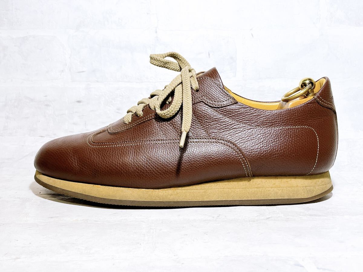 極美品】BURBERRY バーバリー 高級 レザースニーカー 本革 茶 25 極美品】BURBERRY バーバリー 高級 レザースニーカー 本革 茶 25