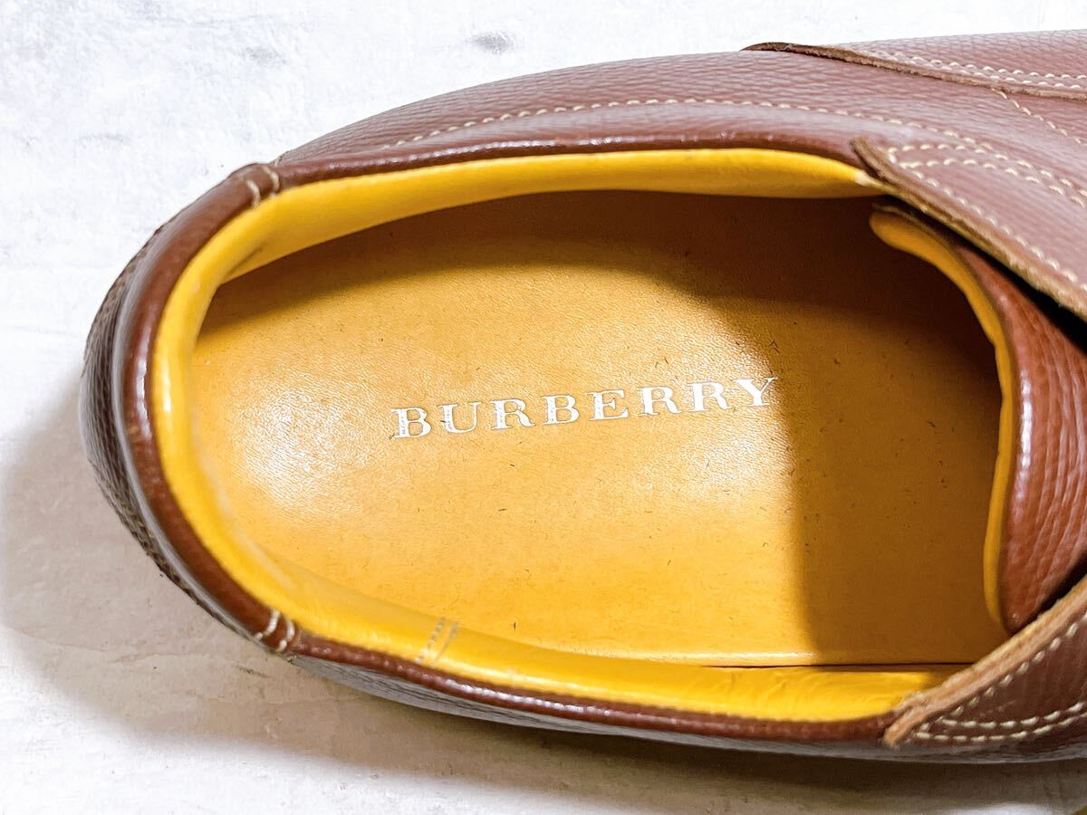 極美品】BURBERRY バーバリー 高級 レザースニーカー 本革 茶 25 極美品】BURBERRY バーバリー 高級 レザースニーカー 本革 茶 25
