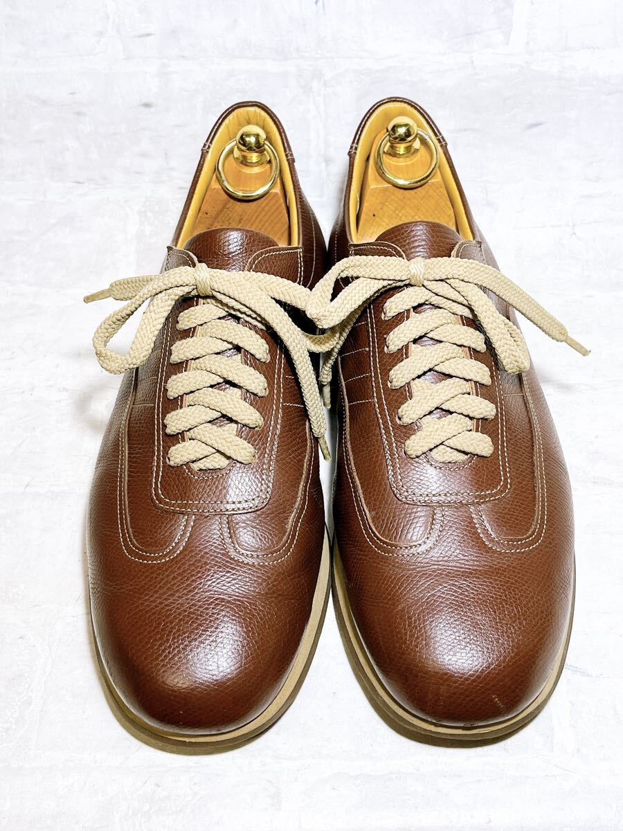 極美品】BURBERRY バーバリー 高級 レザースニーカー 本革 茶 25 極美品】BURBERRY バーバリー 高級 レザースニーカー 本革 茶 25