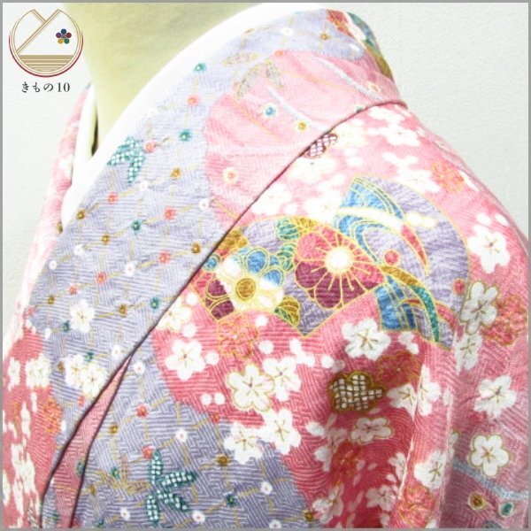 ★着物10★ 絹 小紋 絞り 袷 身丈166cm 裄67cm [同梱可] ☆☆
