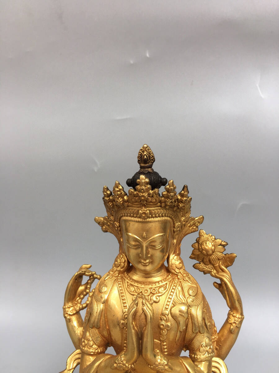 清・仏教古美術・古銅彫・塗金・韋陀像』極細工 置物古賞物 中国 清・仏教古美術・古銅彫・塗金・韋陀像』極細工 置物古賞物 中国