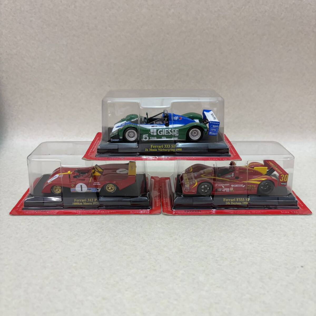 K1120★未開封品★FERRARI フェラーリ　1:43 レーシングカー　312 P、333 SP、F333 SP、3個セット　同梱不可