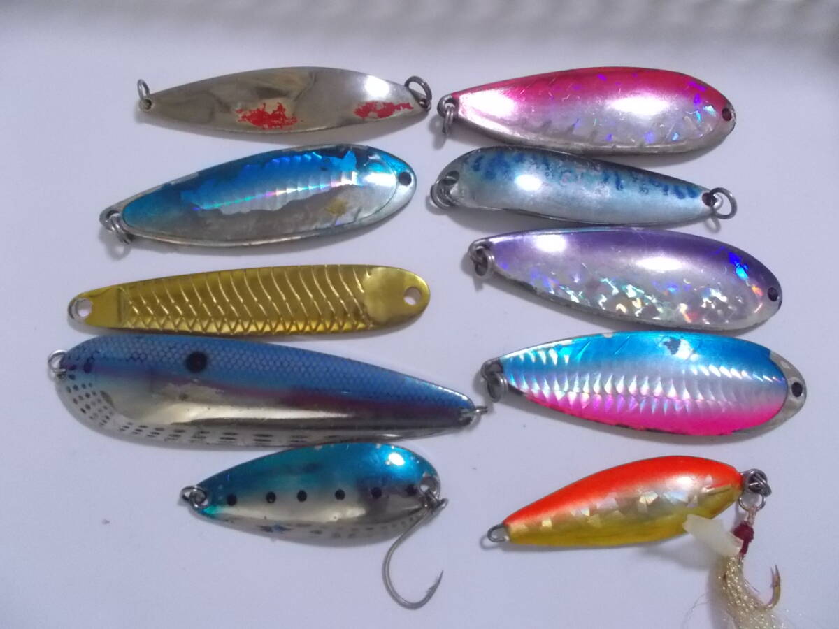中古美品～中古　大型スプーン　約20～60g　10枚セット　クーポン消化・アキアジ・サケ・スプーンジグ・ヒラメ・ショアジギ・トローリング