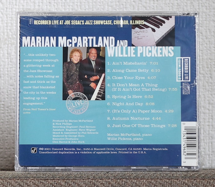 CD/JAZZピアノ/マリアン・マクパートランド/ウィリー・ピケンズ/Marian McPartland/Willie Pickens/Ain't Misbehavin'_注意：開封してケースを交換する予定です