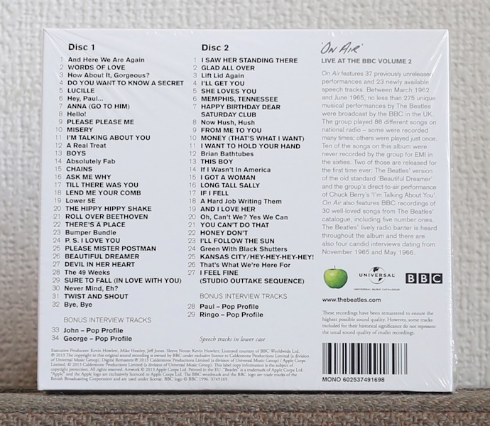 CD/2枚組/ビートルズ/オン・エア/ライヴ・アット・ザ・BBC/Beatles/On Air/Live at the BBC Vol. 2/ジョン・レノン/ポール・マッカートニー_画像2