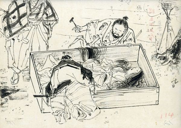 伊藤晴雨画稿「棺」 墨 和紙 サイン S:19.5×27.5 Seiu Ito 伊藤晴雨画稿「棺」 墨 和紙 サイン S:19.5×27.5 Seiu Ito
