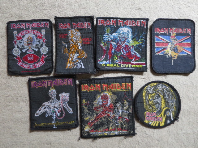  ultra rare! Vintage 90S iron * Maiden IRON MAIDEN badge SET used VINTAGE lock T band T Tour T 3D embroidery decal 80S