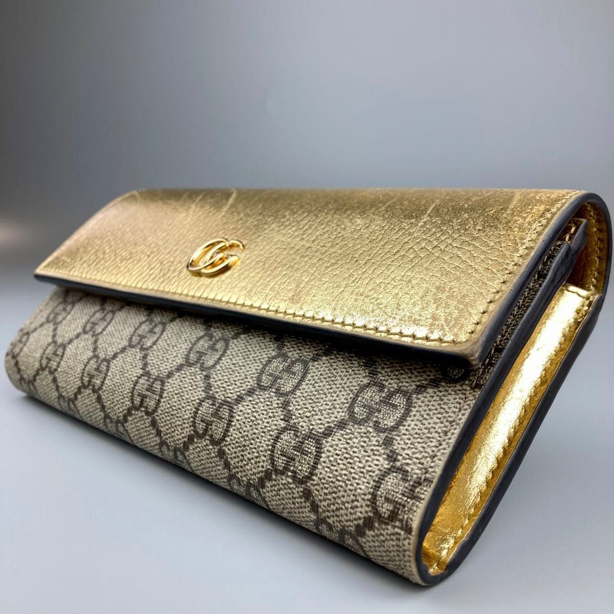 限定品 GUCCI グッチ 長財布 レザー GG マーモント ゴールド レディース メンズ 金色 希少 レア ハイブランド 限定品 GUCCI グッチ 長財布 レザー GG マーモント ゴールド レディース メンズ 金色 希少 レア ハイブランド