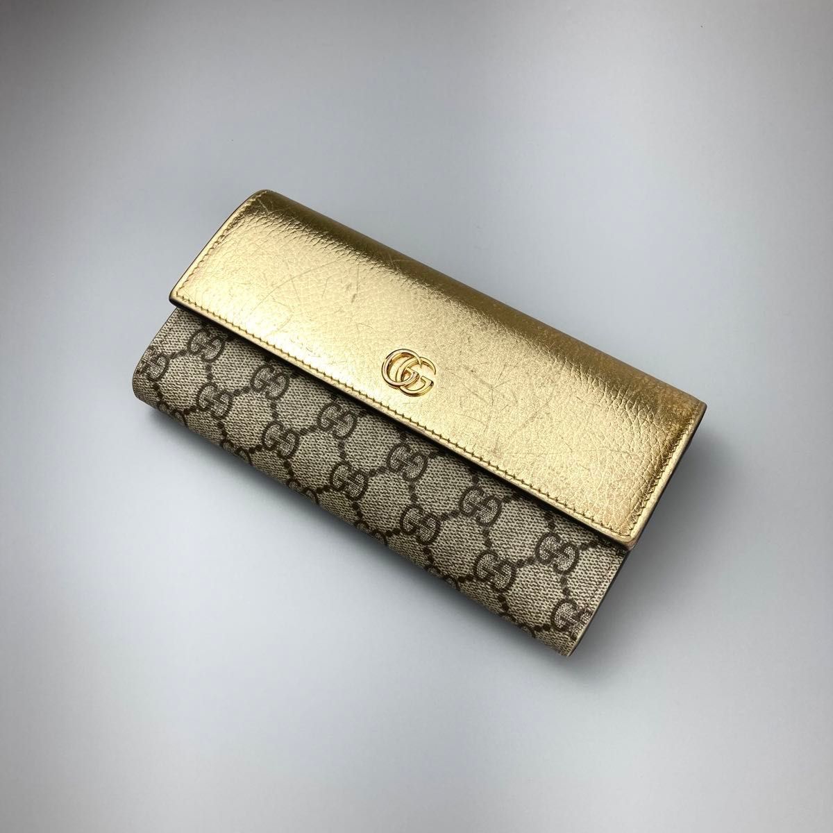限定品 GUCCI グッチ 長財布 レザー GG マーモント ゴールド 限定品 GUCCI グッチ 長財布 レザー GG マーモント ゴールド