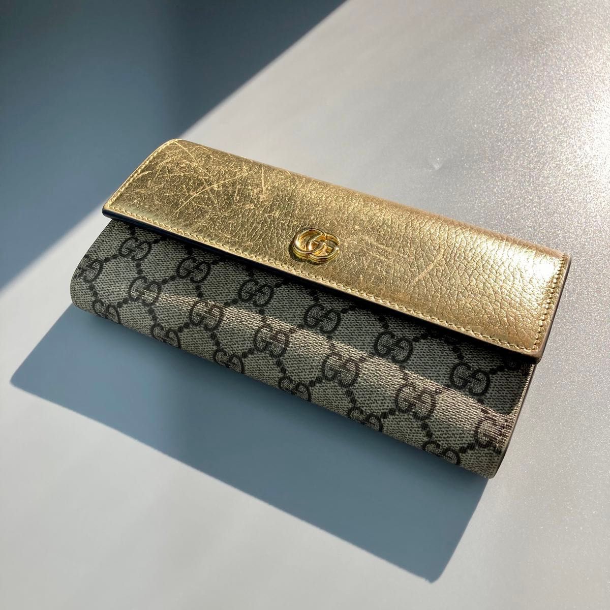 限定品 GUCCI グッチ 長財布 レザー GG マーモント ゴールド 限定品 GUCCI グッチ 長財布 レザー GG マーモント ゴールド
