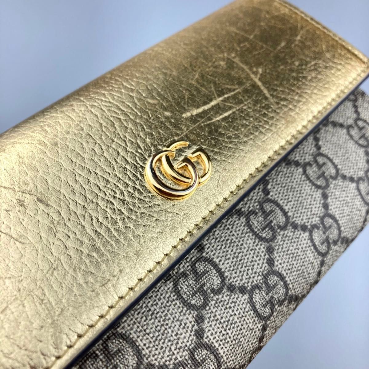 限定品 GUCCI グッチ 長財布 レザー GG マーモント ゴールド 限定品 GUCCI グッチ 長財布 レザー GG マーモント ゴールド