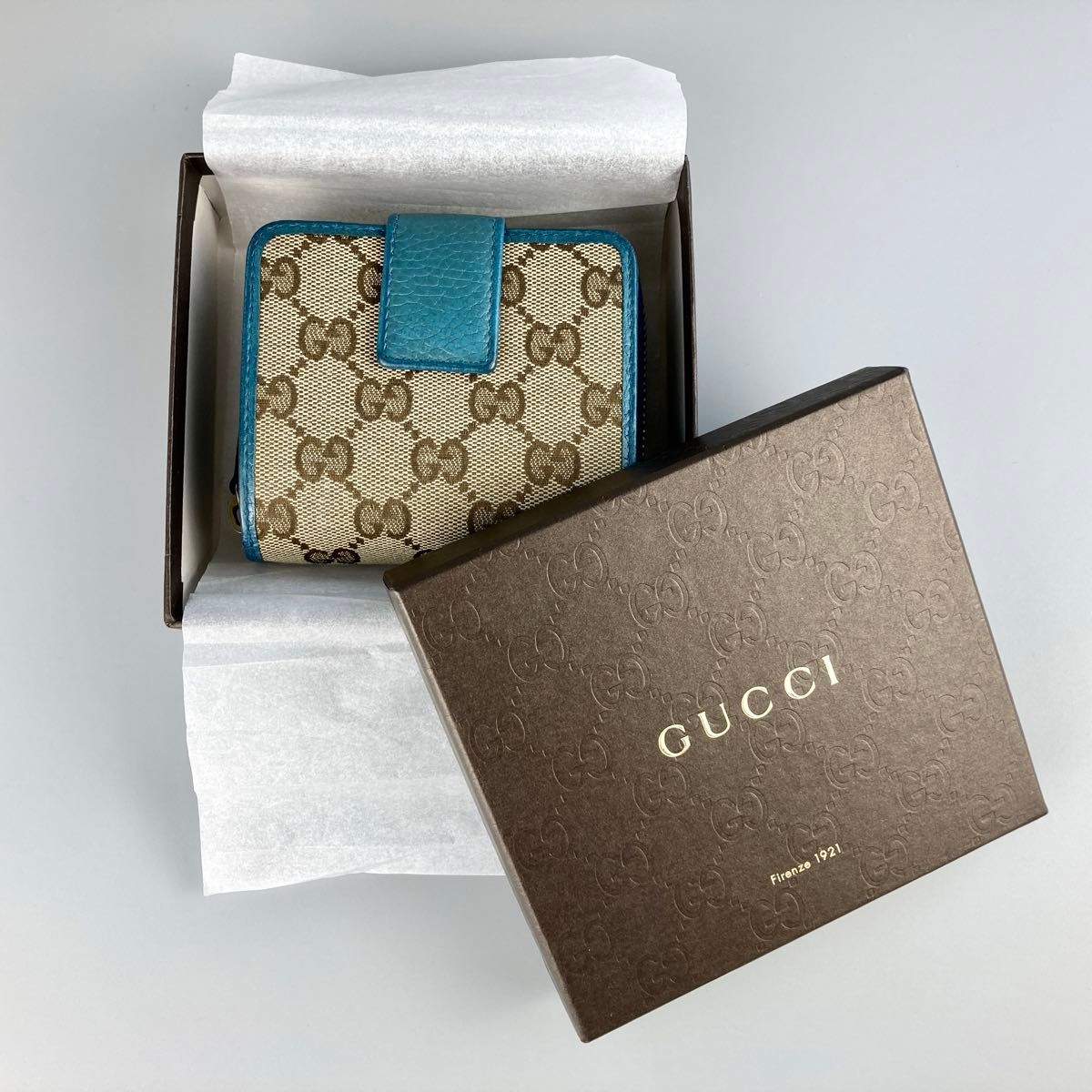 GUCCI グッチ 二つ折り財布 GGキャンバス レザー 小型 GUCCI グッチ 二つ折り財布 GGキャンバス レザー 小型