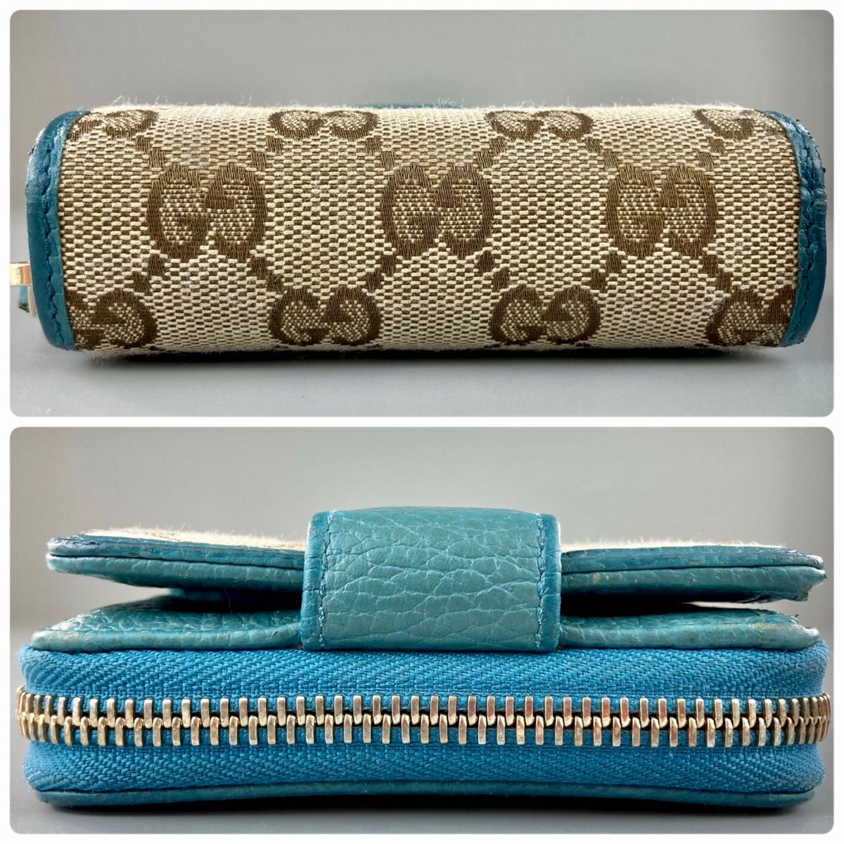 GUCCI グッチ 二つ折り財布 GGキャンバス レザー 小型 GUCCI グッチ 二つ折り財布 GGキャンバス レザー 小型