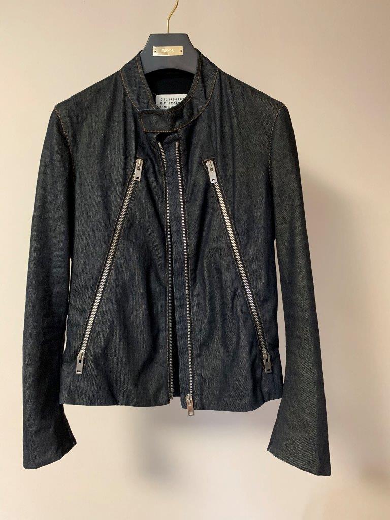 超限定 マルジェラ BARNEYS NY 25周年記念限定 ハの字 ライダース ブルゾン FIVE ZIP JACKET size44 レザー  ジャケット バーニーズ