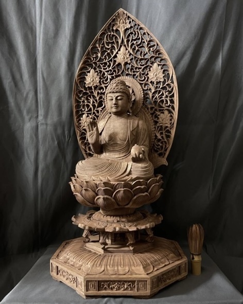井波彫刻 仏教工芸品 総楠製 極上彫 木彫仏像 倶利伽羅不動明 井波彫刻 仏教工芸品 総楠製 極上彫 木彫仏像 倶利伽羅不動明