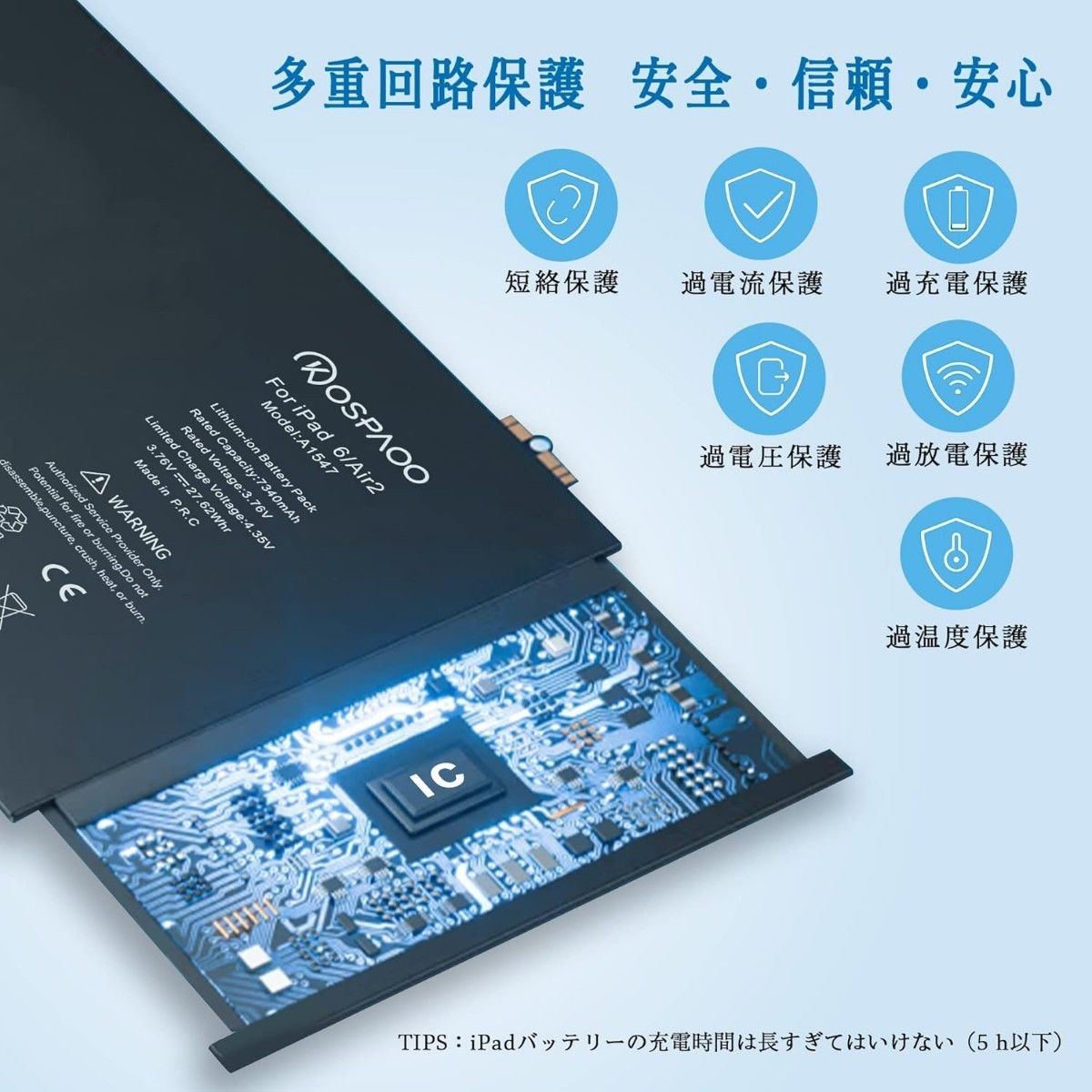 iPad Air バッテリー 第1世代 互換 A1484電池 容量8827mAh iPad Air バッテリー 第1世代 互換 A1484電池 容量8827mAh