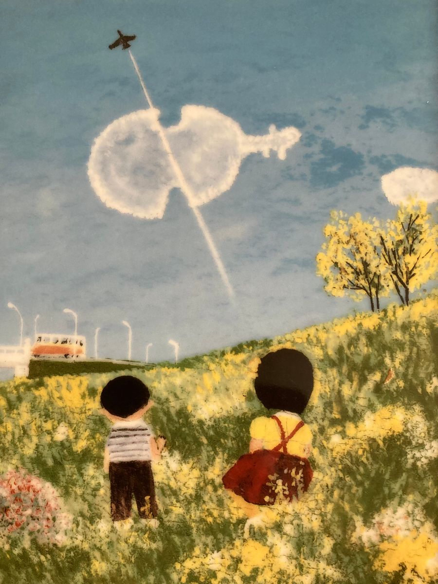 谷内六郎 ロイヤルコペンハーゲン陶板画 雲の音 陶板画 額装 谷内六郎 ロイヤルコペンハーゲン陶板画 雲の音 陶板画 額装