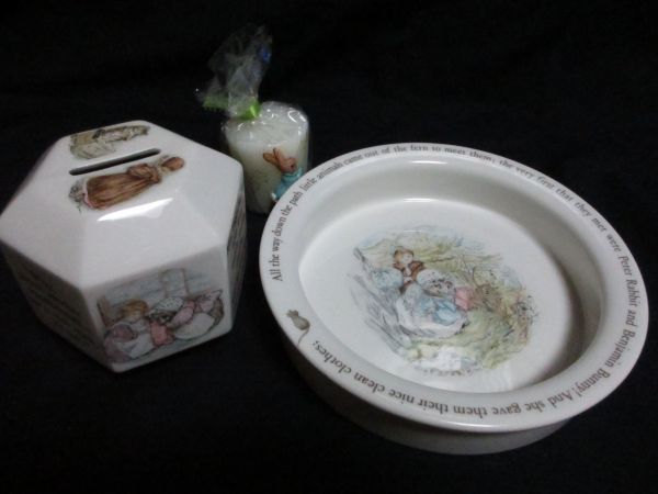 ウェッジウッド ティギーウィンクル ボリンジャー 貯金箱 ピーターラビットのキャンドル Wedgwood Mrs.Tiggy-Winkle 旧刻印 英国製 スープ