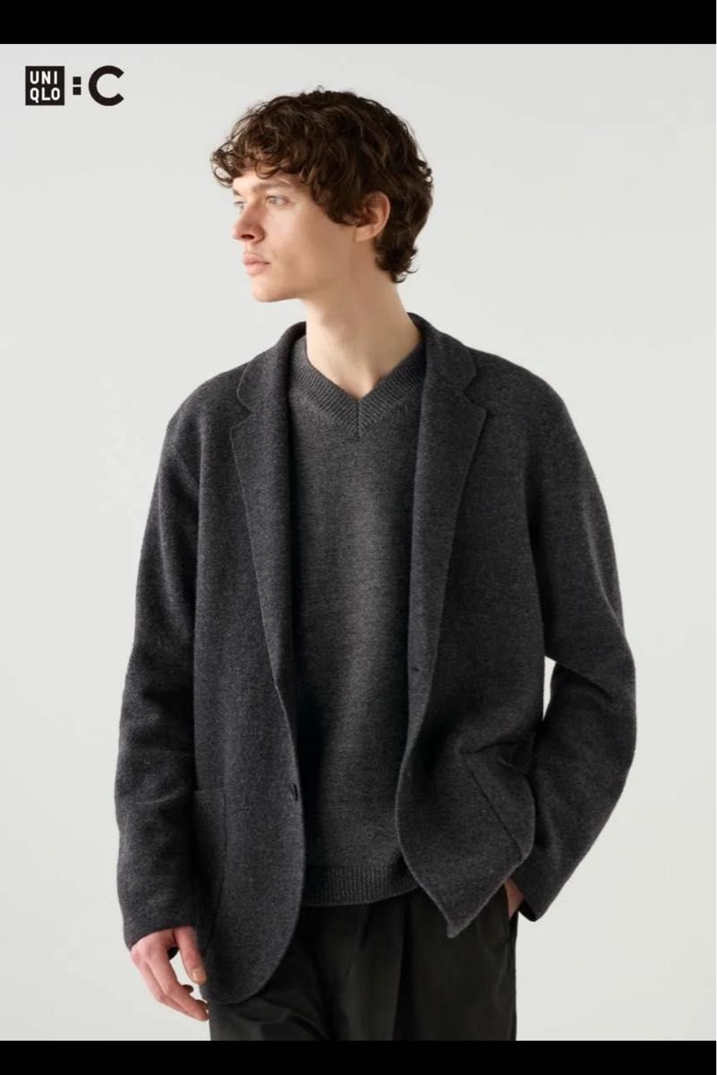 UNIQLO C ニットジャケット M ブラック ユニクロC UNIQLO:C ニットジャケットブラックSサイズ