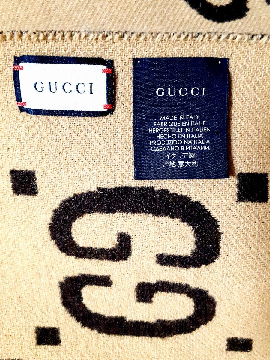 希少限定 グッチ GGロゴ チェック ウール リバーシブル 大判 希少限定 グッチ GGロゴ チェック ウール リバーシブル 大判