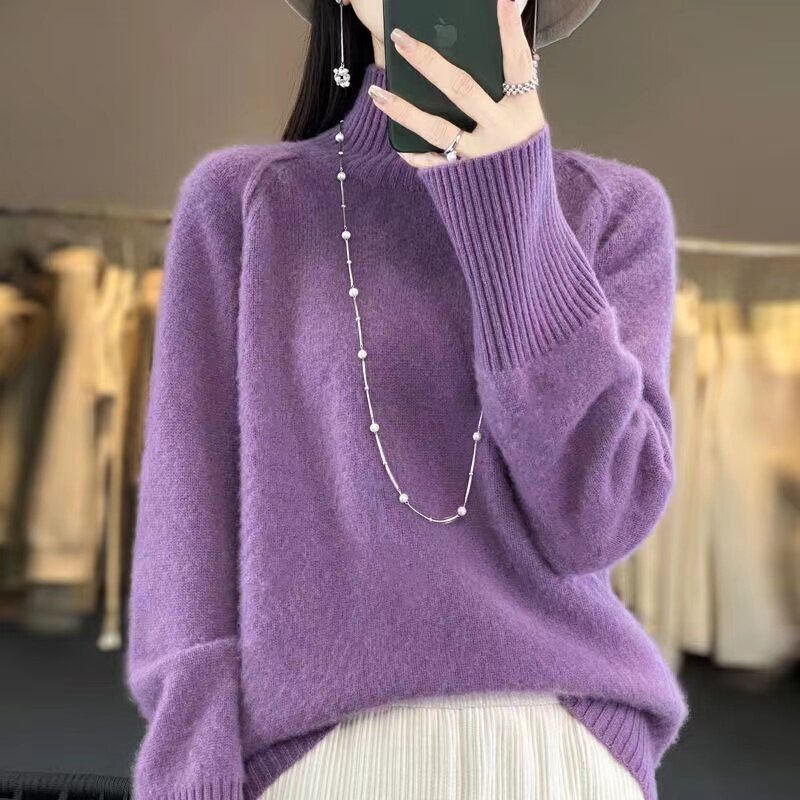  new work ~ sweater lady's autumn winter knitted sweater soft tops clean . simple .. knitted adult warm sweater ~ green 