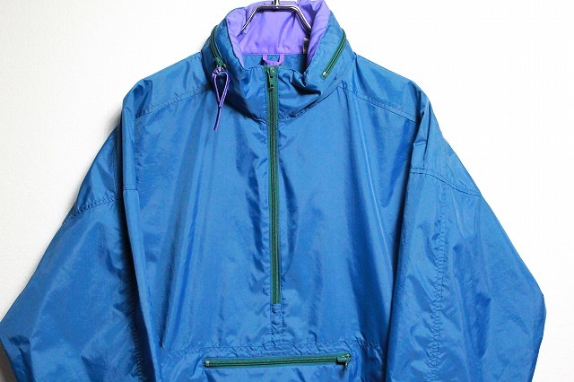 80's 旧タグ ＥＭＳ アノラック ナイロンジャケット 青系 (L) 巾着付 パッカブル 80年代 旧タグ オールド Eastern Mountain Sports_画像3