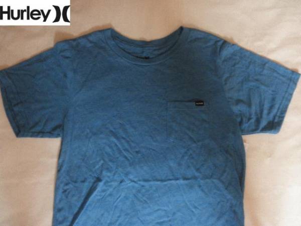 USA購入 人気サーフ系【Hurley】ハーレー シンプルなポケット付TシャツUS Sサイズ Blue系 新品未使用_画像1