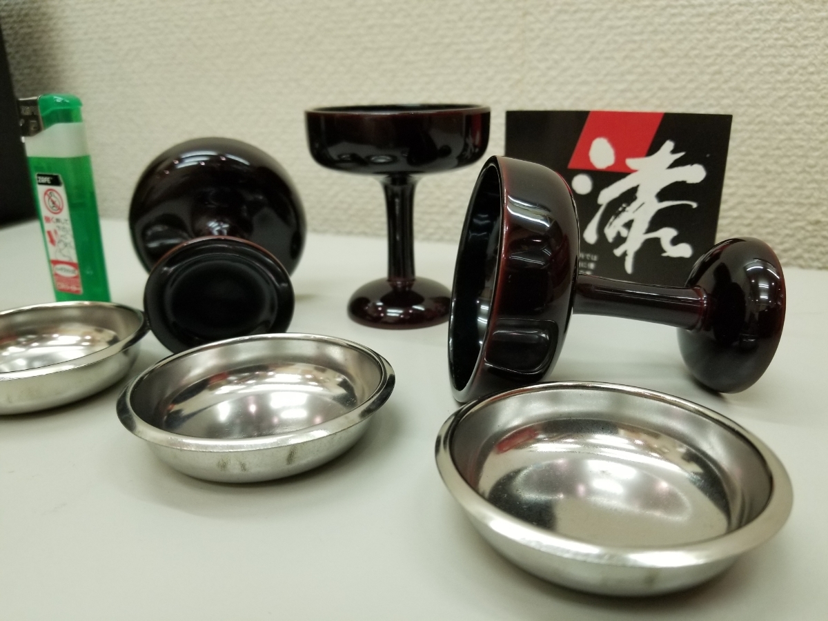 希少　仏器　木製　会津塗　上タメ漆塗　ステンレスオトシ付　口径二寸二分　６７ミリ　三本組　デッドストック　アウトレット　お内仏_画像7