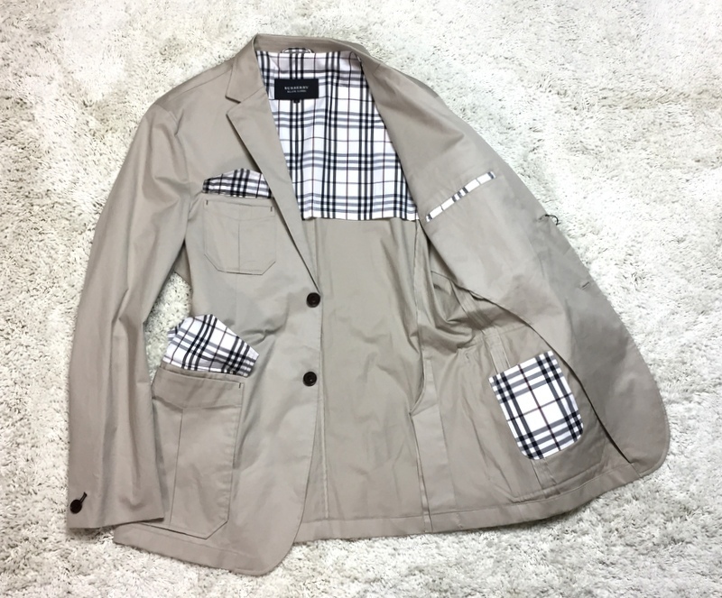  as good as new Burberry Black Label BURBERRY color lining pocket inside part noba check processing men's tailored jacket L three . association 