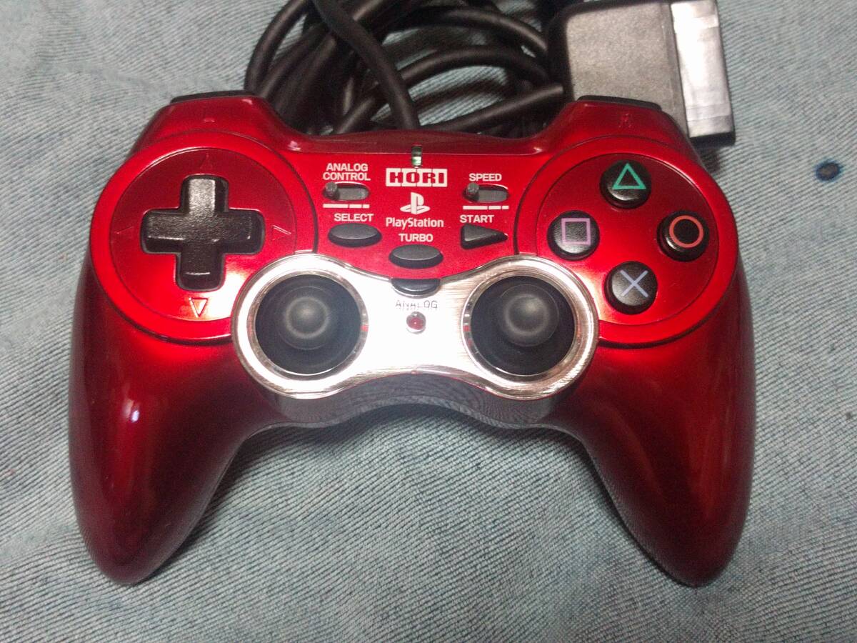 ブラックとレッドのセット 動作確 認済み playstation２ HORI アナログ振動パッド 2 TURBOコントローラー