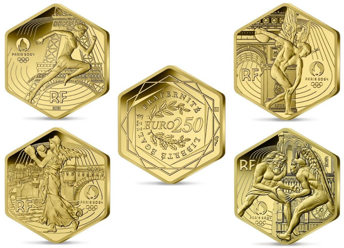 フランス パリ2024 オリンピック開催記念 六角形 250ユーロ 金貨 フランス パリ2024 オリンピック開催記念 六角形 250ユーロ 金貨