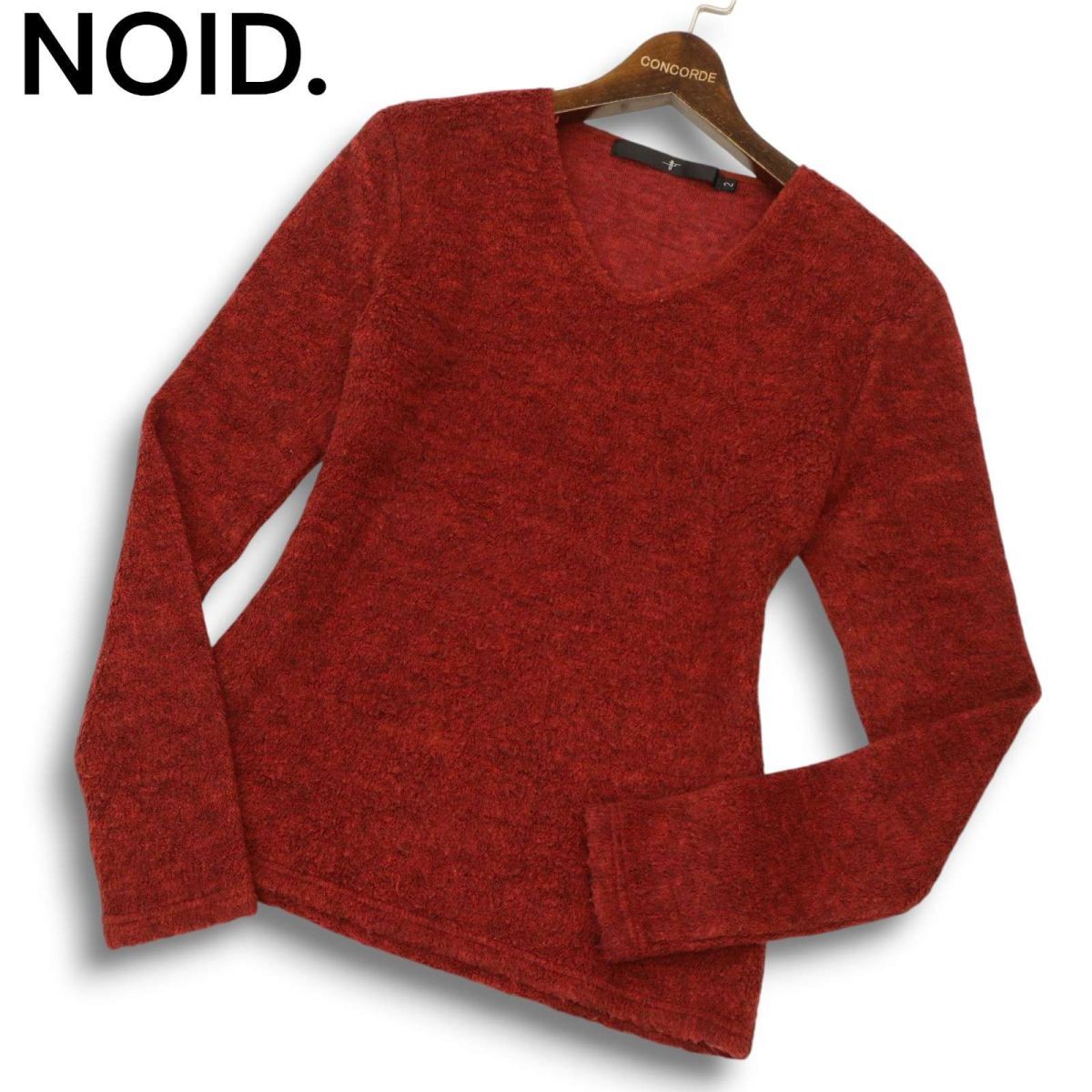 NOID. ノーアイディー 秋冬 ウール混★ Vネック ベリーナ パイル ニット セーター Sz.2　メンズ 日本製　C4T08286_9#K