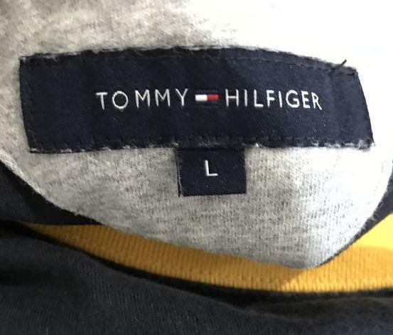 お勧め・【バックロゴ】TOMMY HILFIGER トミーヒルフィガ― リンガーTシャツ L_画像4