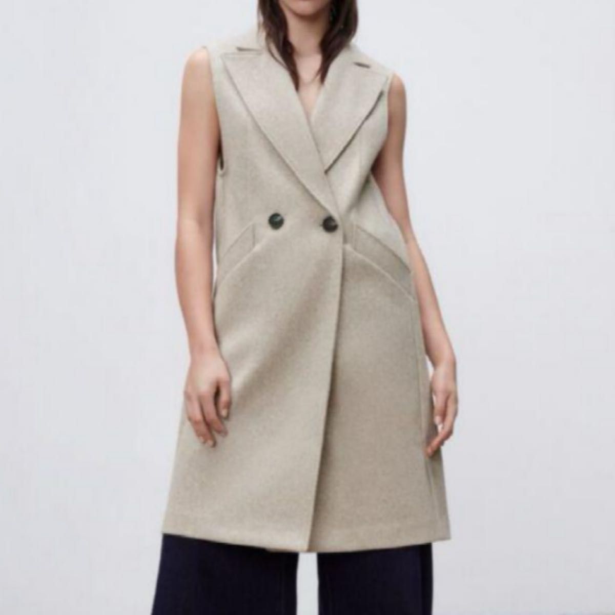 新品 ZARA レディース ロングベスト ジレ ダブルブレスト ソフト 新品 ZARA レディース ロングベスト ジレ ダブルブレスト ソフト