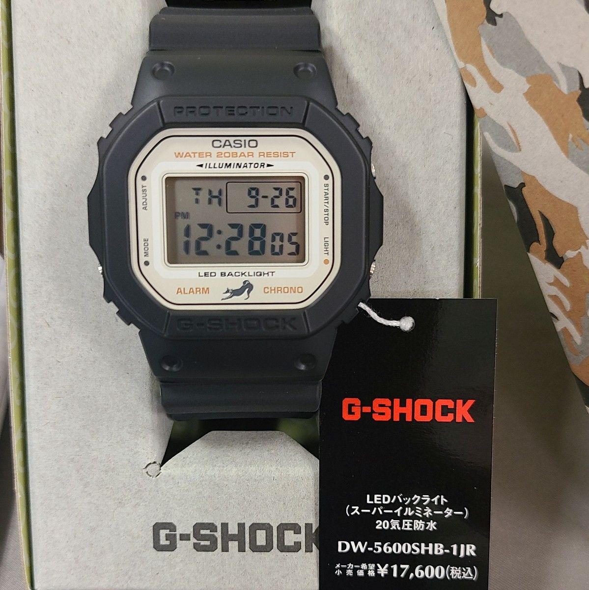カシオ G-SHOCK 柴犬(黒柴)デザインモデル 日本製 DW-5600SHB カシオ G-SHOCK 柴犬(黒柴)デザインモデル 日本製 DW-5600SHB