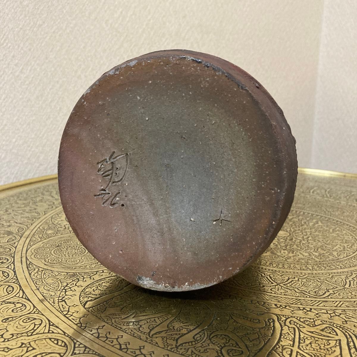 備前焼 金重窯 七十六代 陶弘作 花入 花器 未使用品〈検 緋襷 青 備前焼 金重窯 七十六代 陶弘作 花入 花器 未使用品〈検 緋襷 青