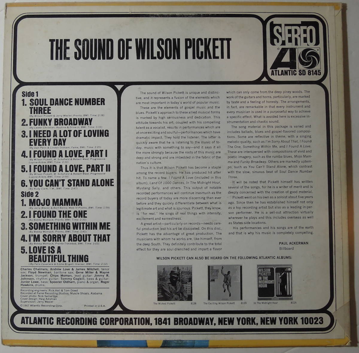 Wilson Pickett・The Sounds Of　US Original Stereo LP_画像2