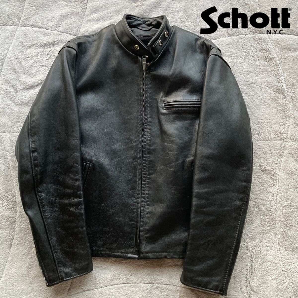 ビッグサイズ40 ライナー付き完品 ショット641スタンドシングルライダース レザージャケット Schott ブラック ビッグサイズ40 ライナー付き完品 ショット641スタンドシングルライダース レザージャケット Schott ブラック