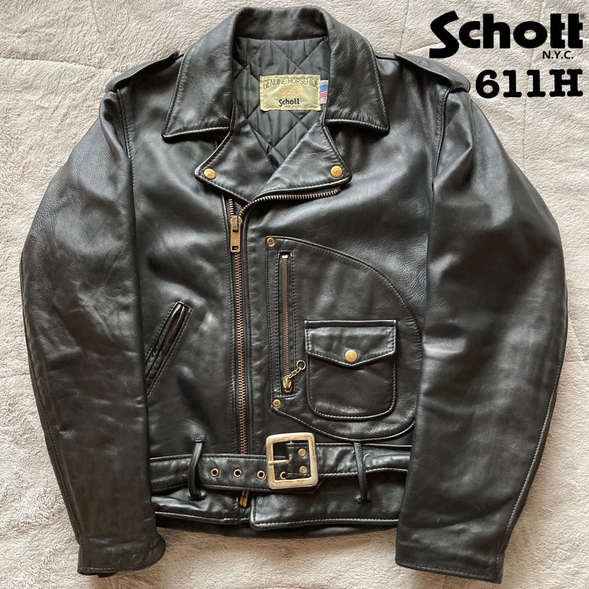 超希少 Schott ショット 611H ホースハイド Dポケ ダブル 超希少 Schott ショット 611H ホースハイド Dポケ ダブル