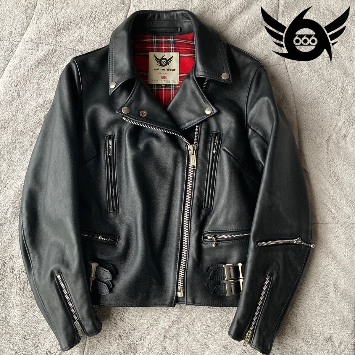 極美品 666 イングランド製 ダブルライダースジャケット 赤 極美品 666 イングランド製 ダブルライダースジャケット 赤