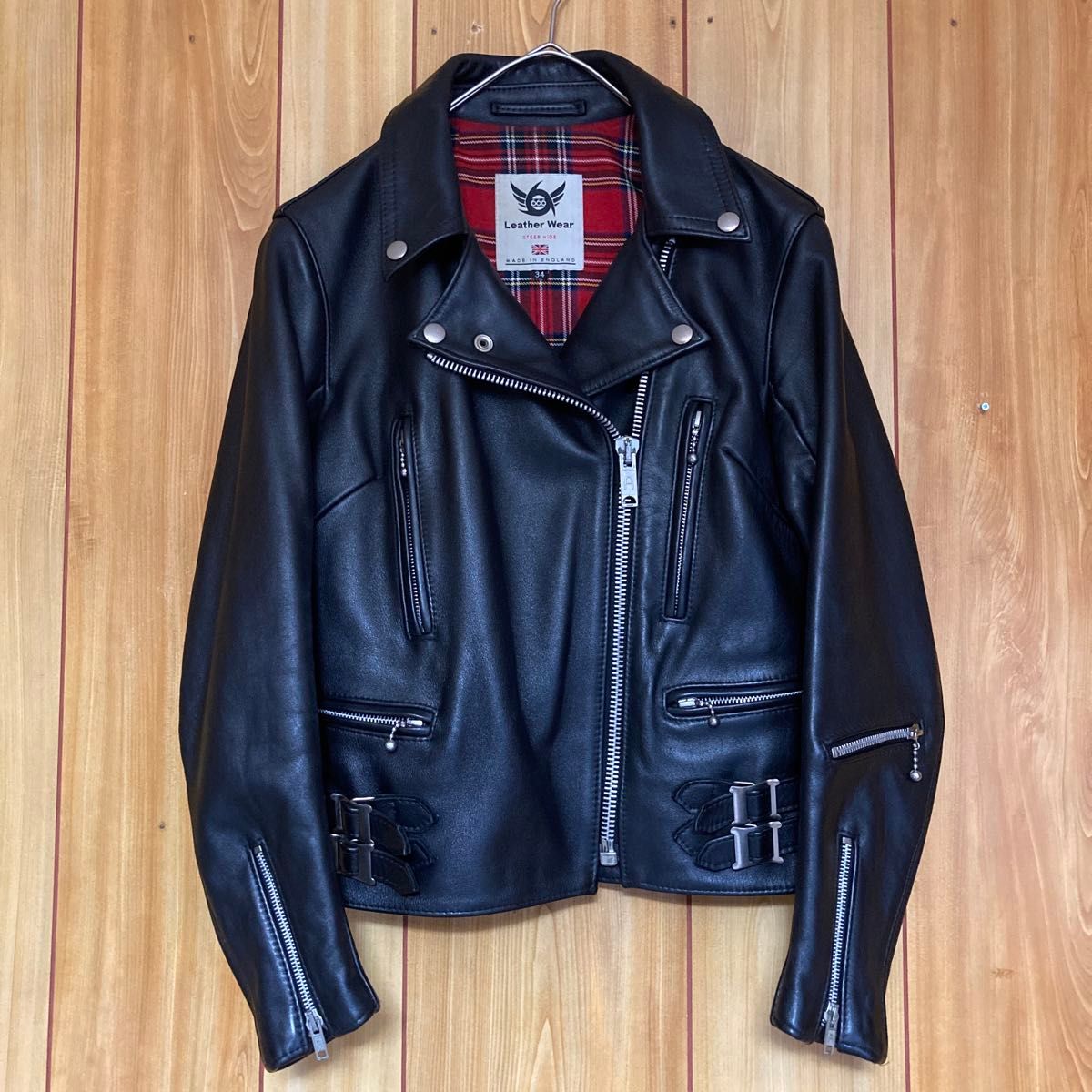 極美品 666 イングランド製 ダブルライダースジャケット 赤 極美品 666 イングランド製 ダブルライダースジャケット 赤