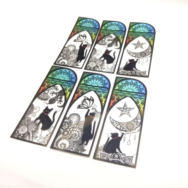  black cat. book mark 6 pieces set 