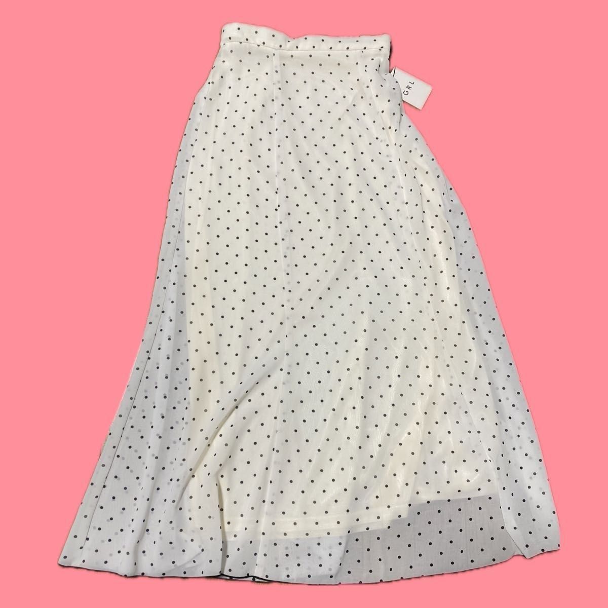 グレイルGRL新品ドット柄シアーフレアスカートS可愛いオフ グレイルGRL新品ドット柄シアーフレアスカートS可愛いオフ