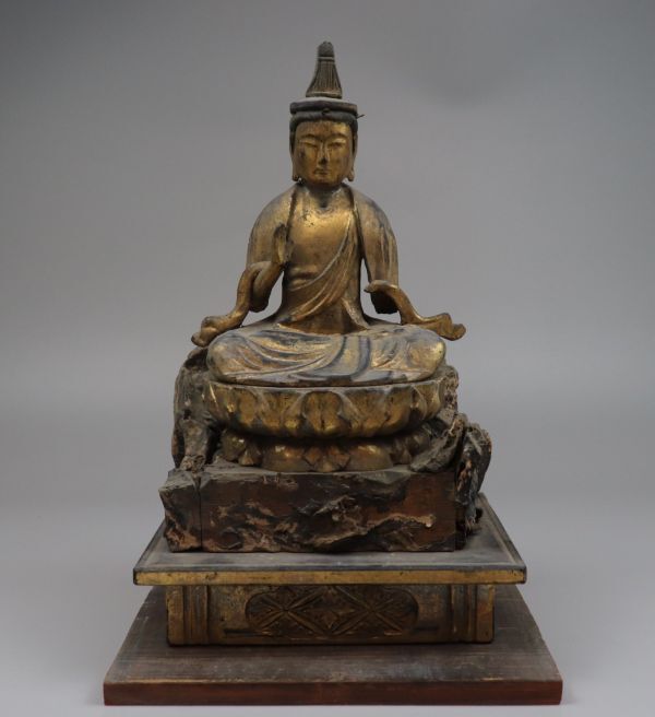 仏教美術 古銅鍍金 観音坐像 仏像 壁掛 時代箱付 D R4885 Yahoo!オークション - 仏教美術 江戸時代 木彫 観音菩薩坐像