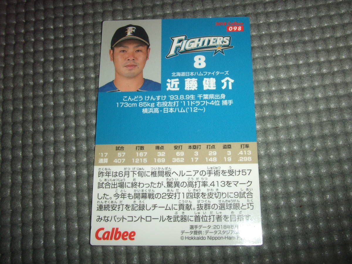 カルビーポテトチップス 野球カード 2018 北海道日本ハムファイターズ　近藤健介_画像2