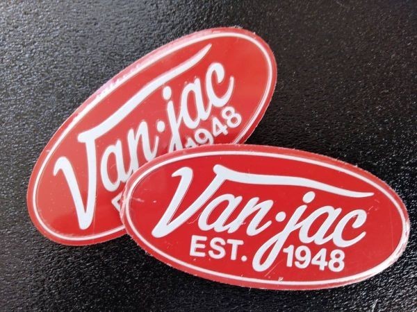 ★送料無料! VAN JAC ヴァンヂャケット ロゴモチーフオーバルアルミステッカー&マグネットステッカーRED二枚組★